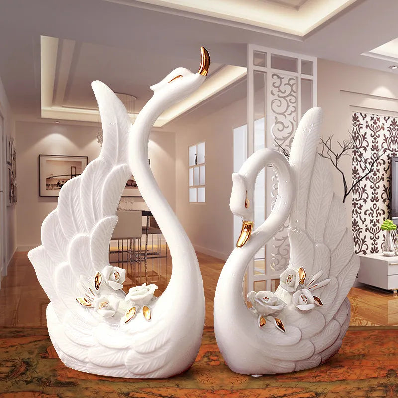 A Pair White Swan Lovers Home Decor