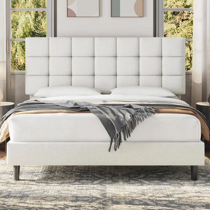 Queen Upholstered Bed Frame, Platform Bed