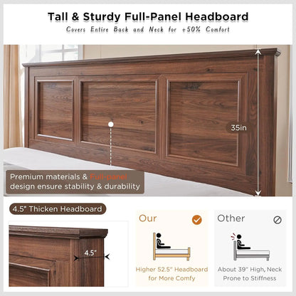 Full- Panel Headboard Queen Size Bed Frame