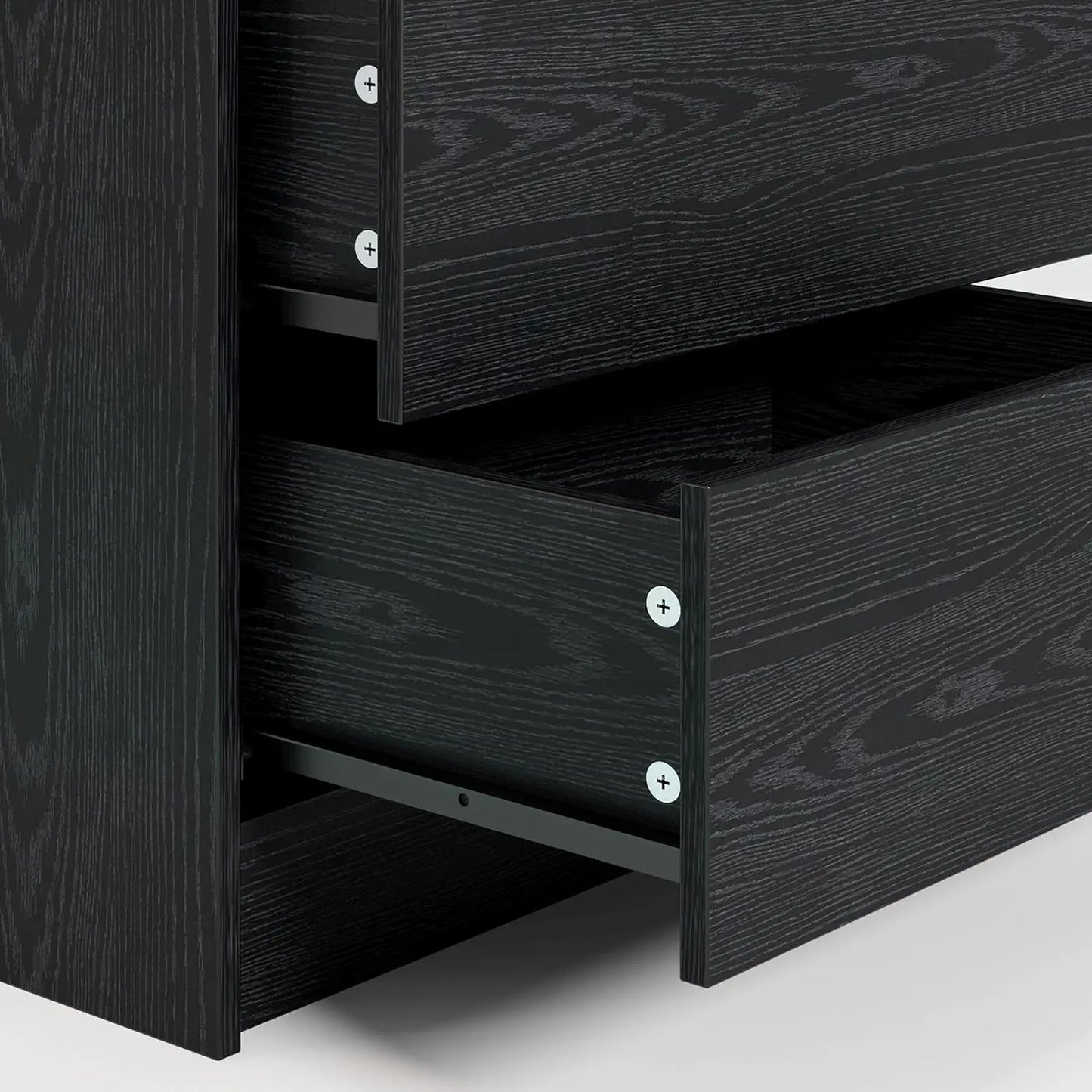 Modern Black Nightstand with LED Light