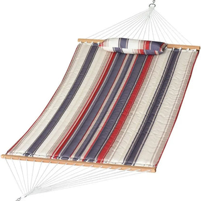 Quilted Fabric Double Hammock with Pillow