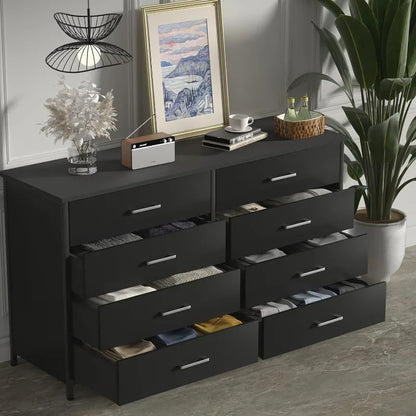 8 Drawer Dresser for Bedroom, Industrial Wood