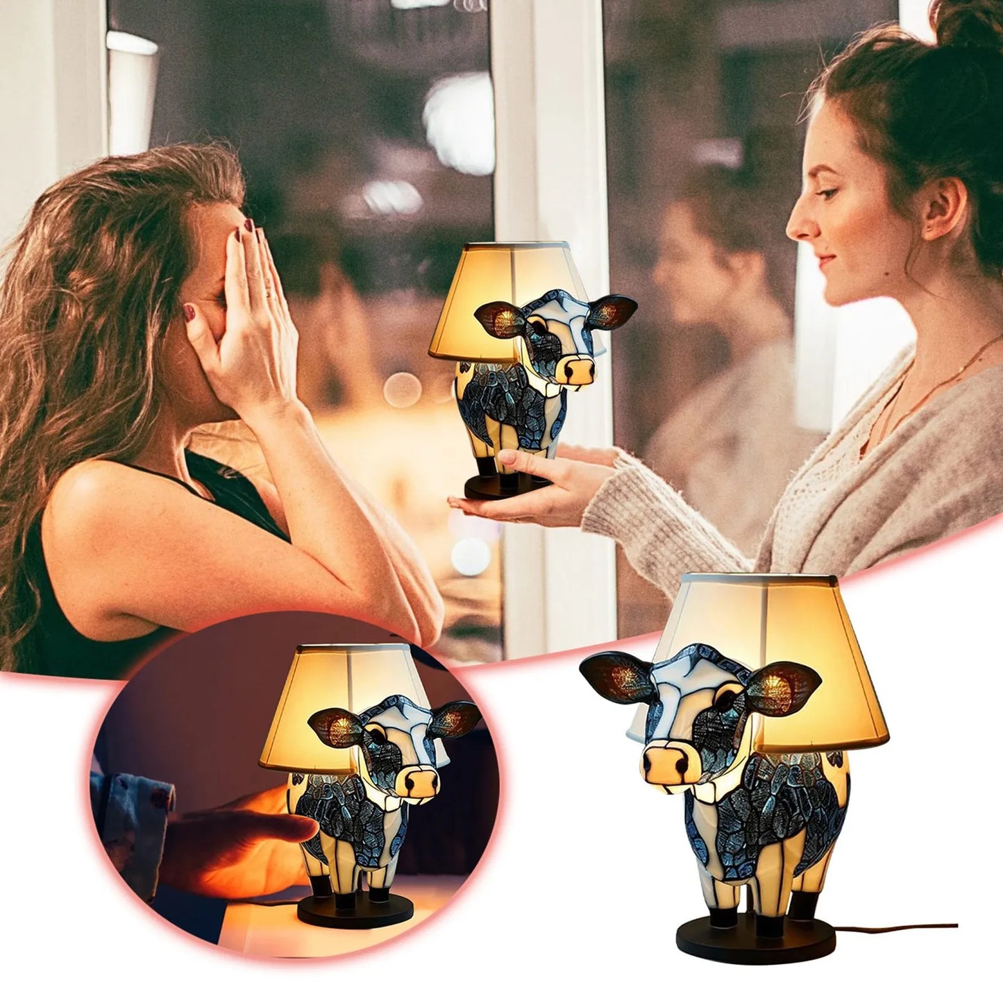 Beautiful Cow Table Lamp Bedside / Living Room