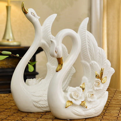 A Pair White Swan Lovers Home Decor