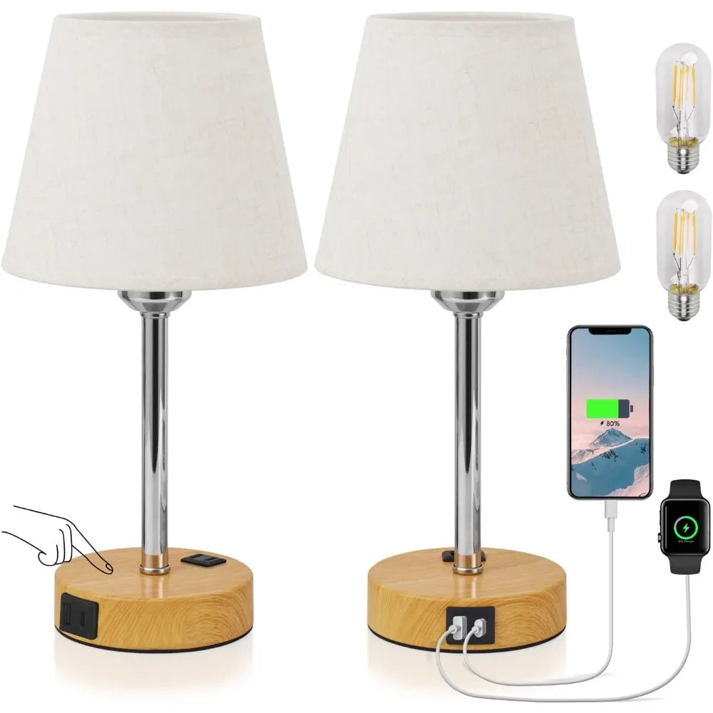 Bedside Control Touch Lamp USB Charging Ports