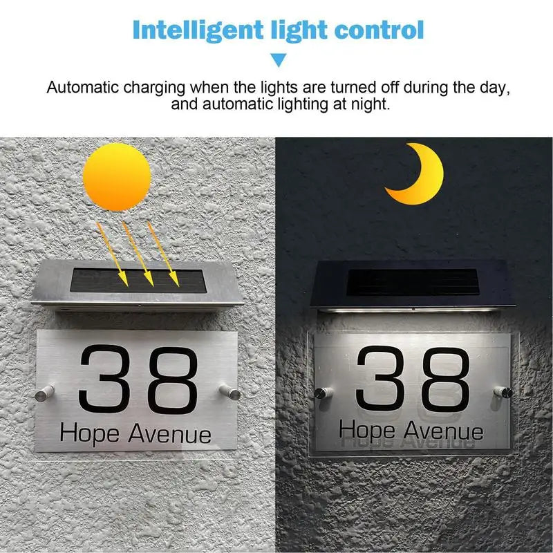 Address House Number Personalized Waterproof Solar Power