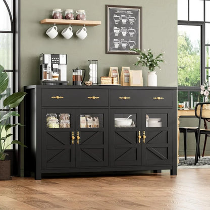 Farmhouse Buffet Sideboard Kitchen Cabinet with 2 Drawers