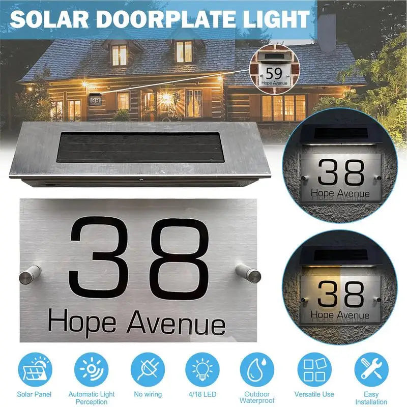 Address House Number Personalized Waterproof Solar Power