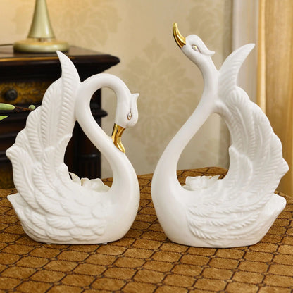 A Pair White Swan Lovers Home Decor