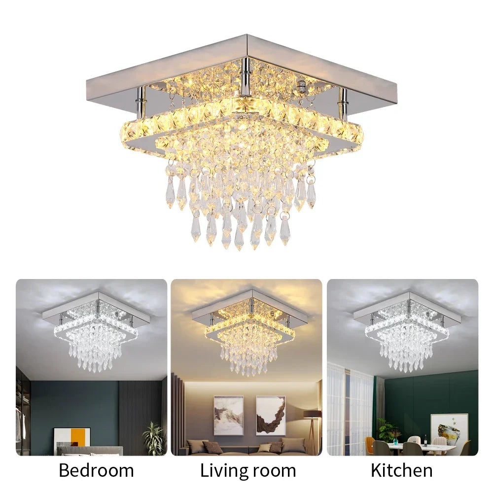 Crystal Ceiling Light Square Lamp Indoor Modern