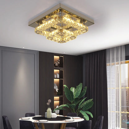 Crystal Ceiling Light Square Lamp Indoor Modern