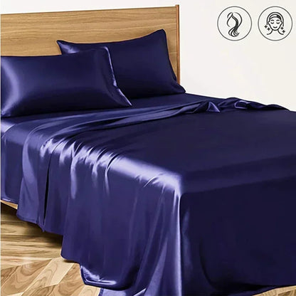 Satin Fabric Queen  Bed Sheet Set