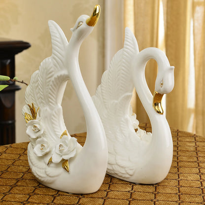 A Pair White Swan Lovers Home Decor