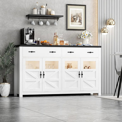 Farmhouse Buffet Sideboard Kitchen Cabinet with 2 Drawers