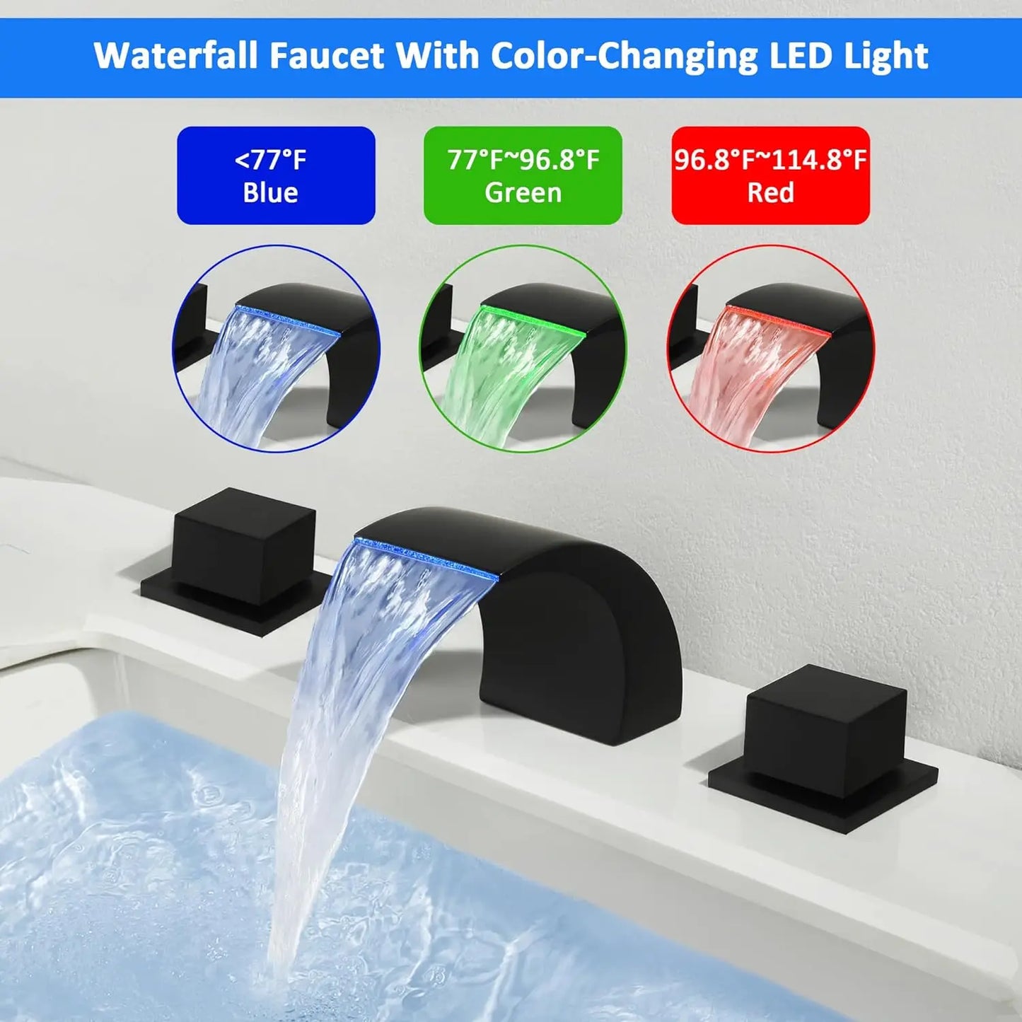 Waterfall Faucet With 3 Colors Changing Light