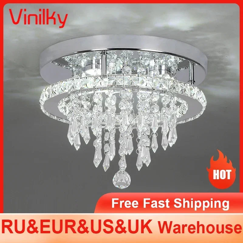 Crystal Ceiling Light Square Lamp Indoor Modern