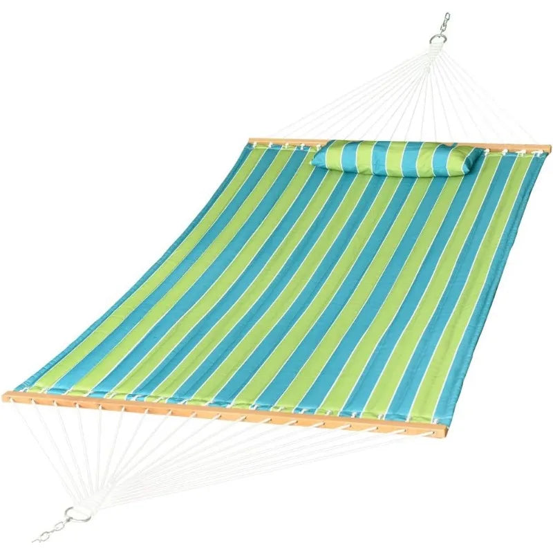 Quilted Fabric Double Hammock with Pillow