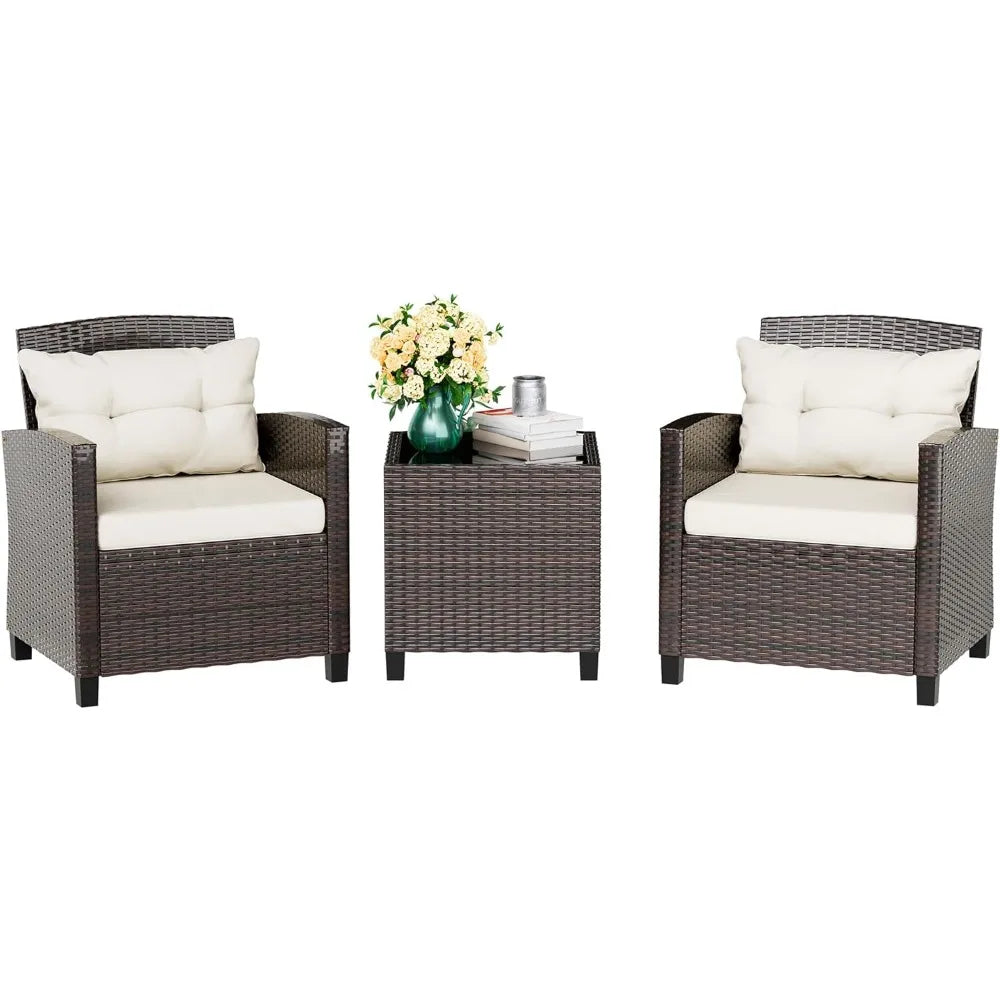 Outdoor Wicker Rattan Front Porch Bistro Set,