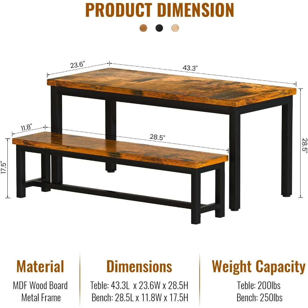 Kitchen Set with 2Benches, Ideal for Breakfast