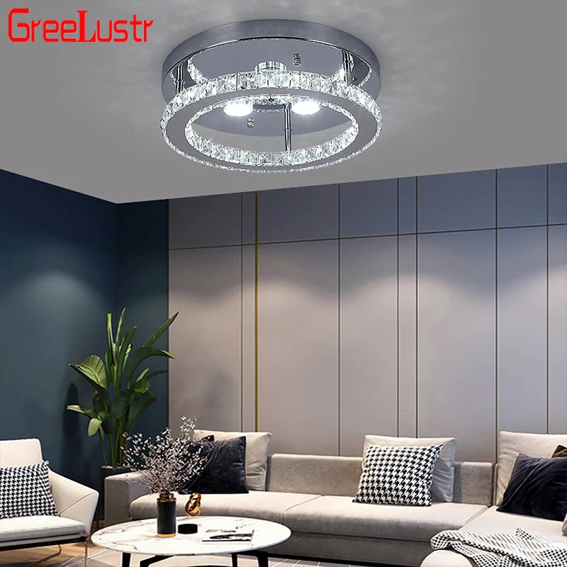 Led K9 Crystal Ceiling Lamp Bedroom Kitchen Cricle Ceiling Chandelier LightCristal Lustre Home Decora 110V-220V Lighting Fixture