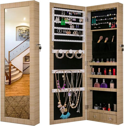 Mounted Mirror Jewelry Ar-moire Organizer