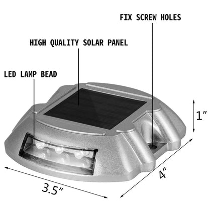 Solar Driveway Lights, Bright White,  6 LED's,  8 Pack