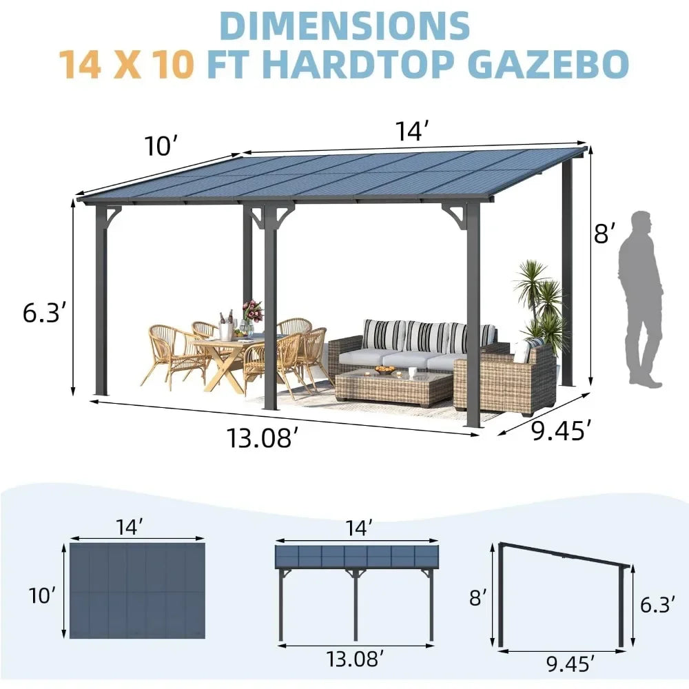 14' x 10' Gazebo for Patio, Hard Top