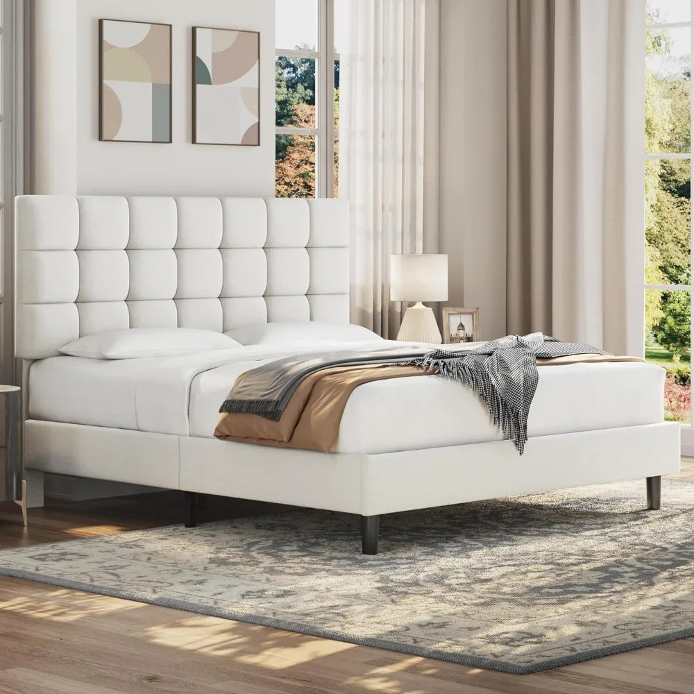 Queen Upholstered Bed Frame, Platform Bed