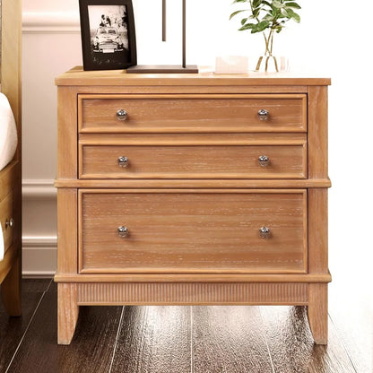 Night Stand with Silver Finish Handles,Hazel