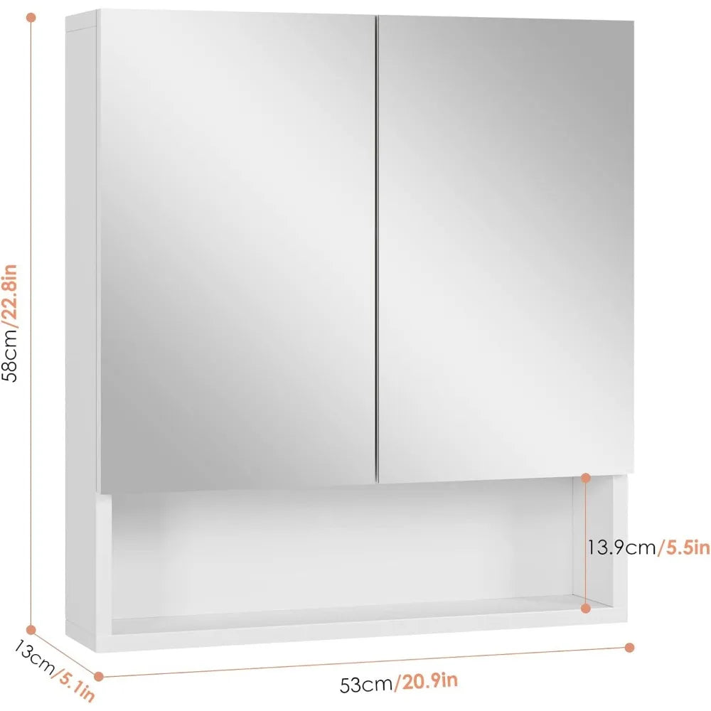 Medicine Cabinet With Mirror And 2 Doors