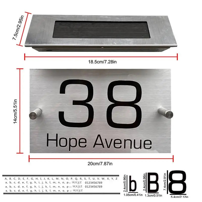 Address House Number Personalized Waterproof Solar Power