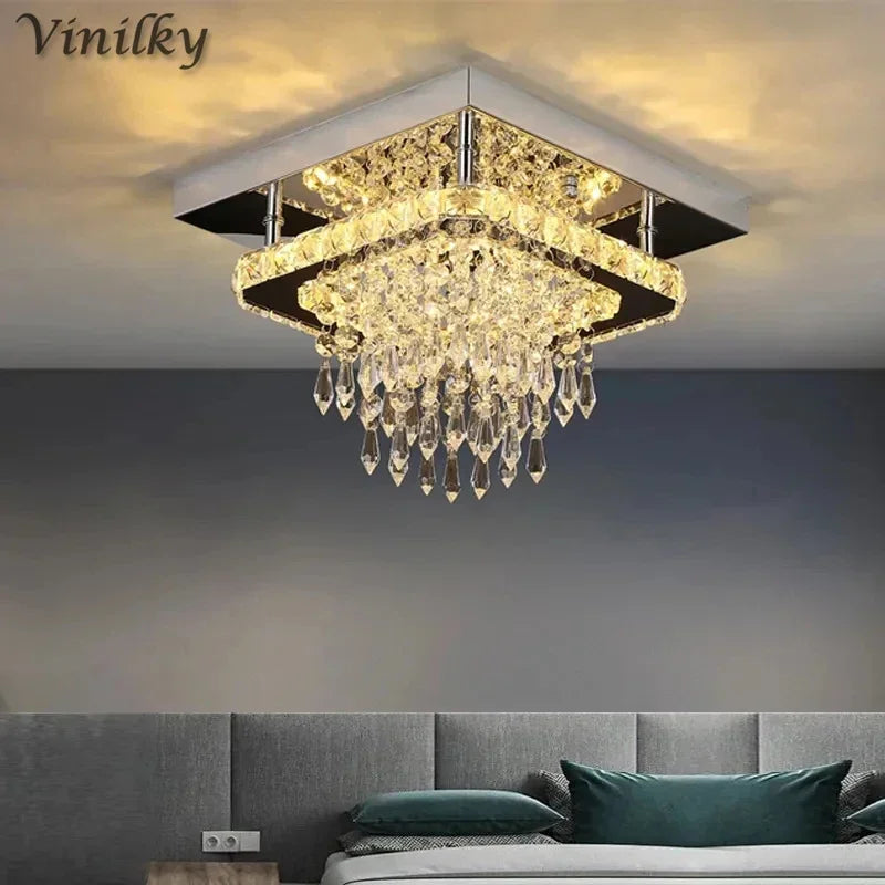 Crystal Ceiling Light Square Lamp Indoor Modern