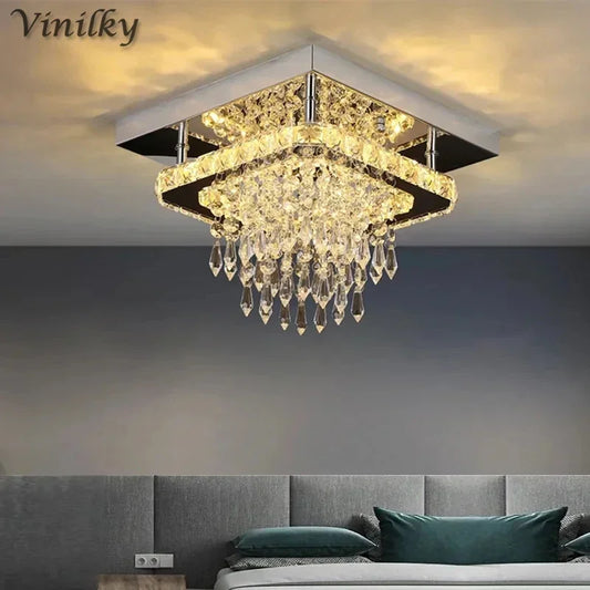 Crystal Ceiling Light Square Lamp Indoor Modern