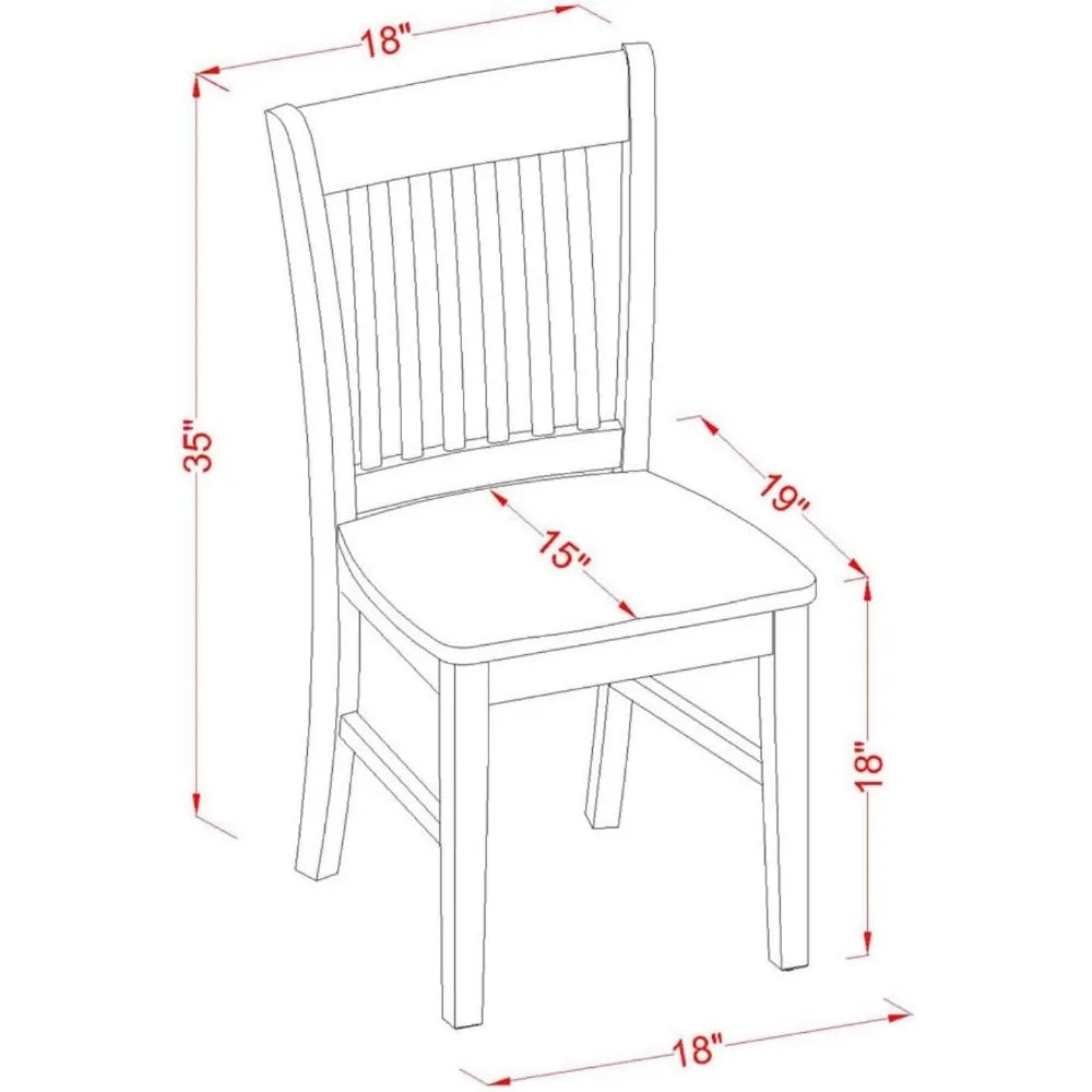 Slat Back Wood  Kitchen Chairs, 2 Piece