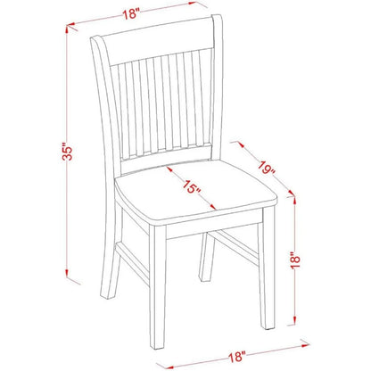 Slat Back Wood  Kitchen Chairs, 2 Piece