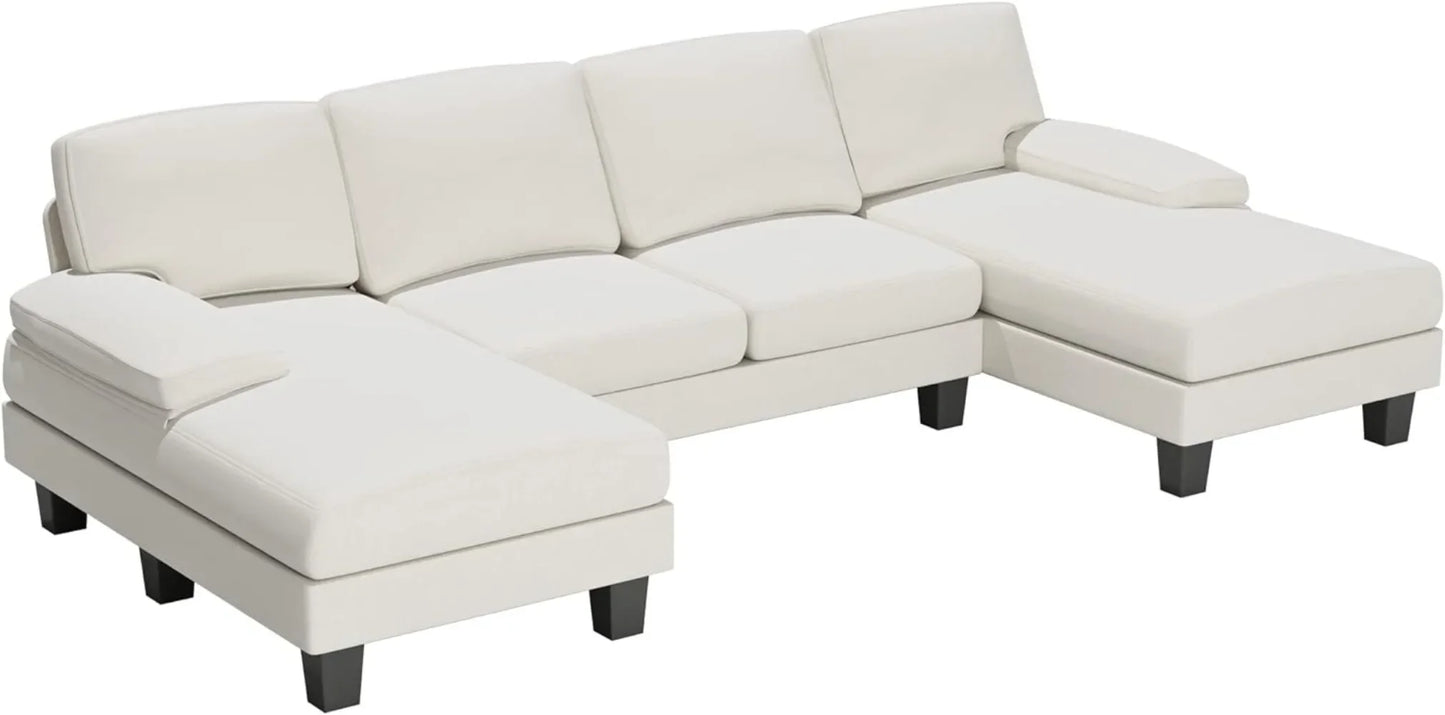 Convertible Sectional Modern Fabric U-Shaped Furniture