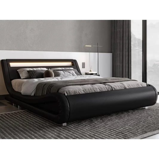 King Size Bed Frame with Adjustable Headboard