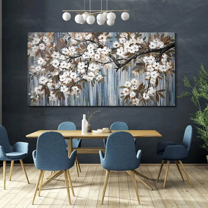 White Flower Tree With Gray Driftwood Picture