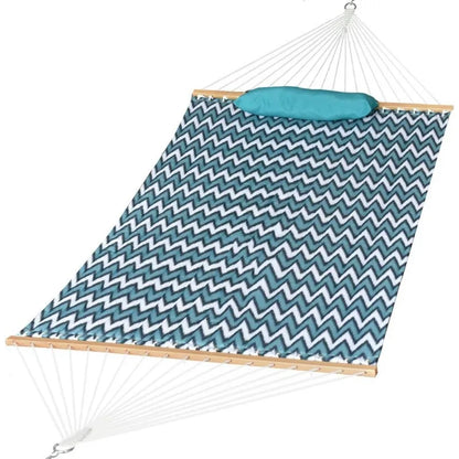 Quilted Fabric Double Hammock with Pillow