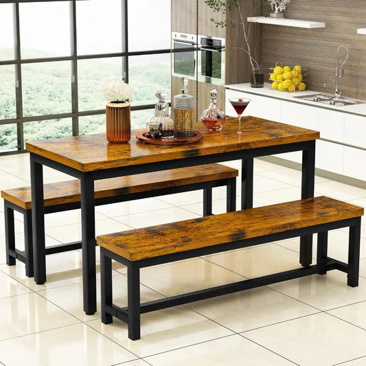 Kitchen Set with 2Benches, Ideal for Breakfast