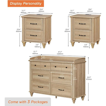 3 Piece  Farmhouse Dresser & Chest of Drawers