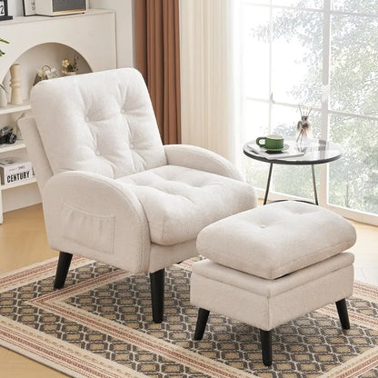 Teddy Fabric Comfy Chair and Storage Ottoman