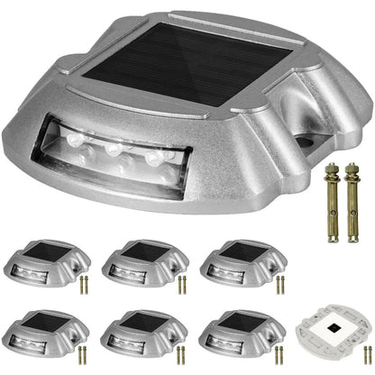 Solar Driveway Lights, Bright White,  6 LED's,  8 Pack