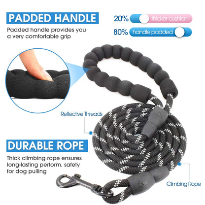 Reflective Dog Leash Soft Handle Dog Leash