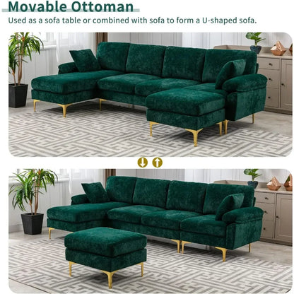 Modern Velvet Couch Set with Chaise Lounge