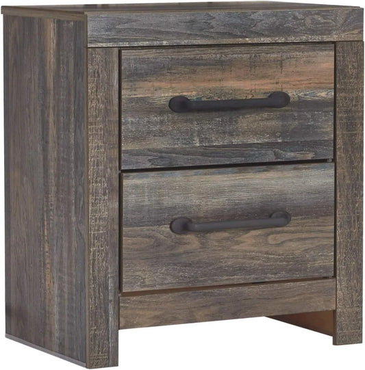 Rustic Industrial 2 Drawer Nightstand with Slim Style