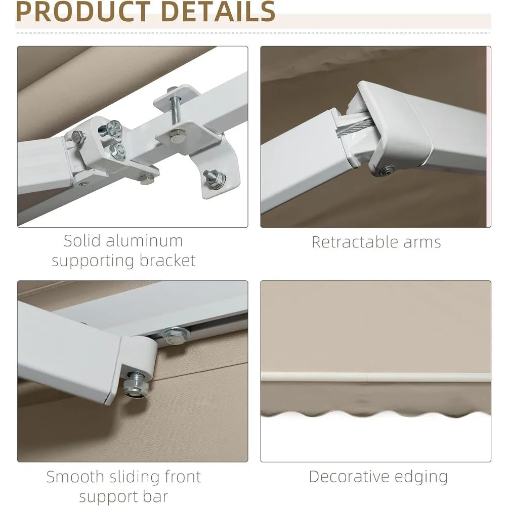 Retractable , Awnings, W/Manual Crank Handle, , 13' X 8'ft