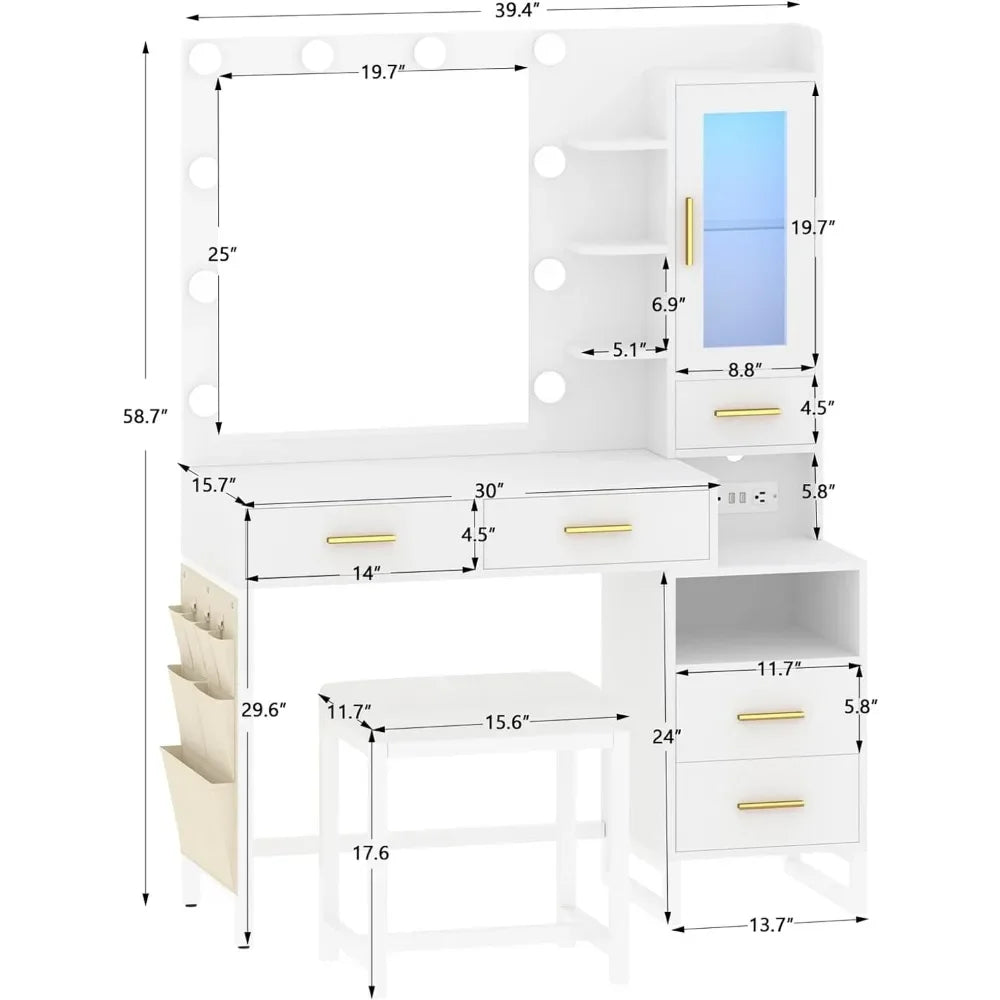 Makeup Vanity Desk With Mirror and Lights