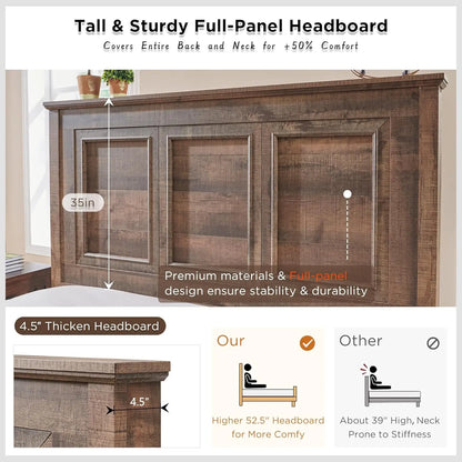 Full-Panel Headboard Full Size Bed Frame