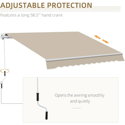 Retractable , Awnings, W/Manual Crank Handle, , 13' X 8'ft